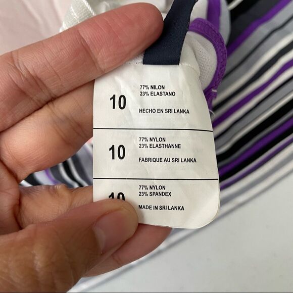 NAUTICA purple striped racerback swim wear tank top, w/ foam pads size 10 w/ tag - Picture 4 of 7
